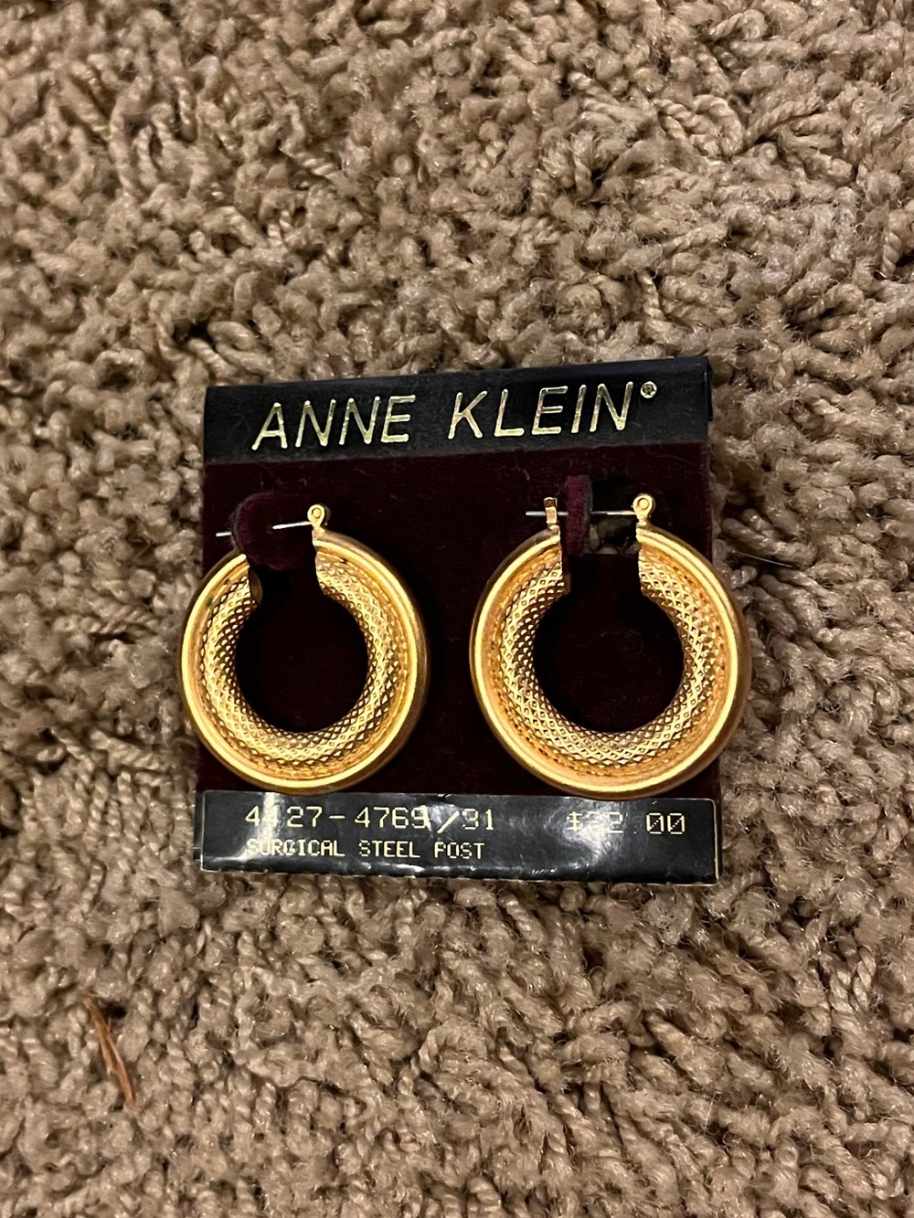 Anne Klein Gold Hoop Earrings with Woven Texture